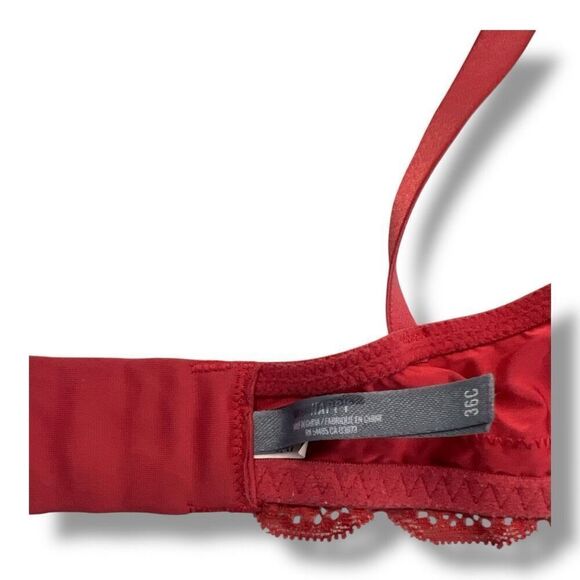 Aerie Red Lace Lowcut Underwire No Padding Bra Size 36C - Picture 5 of 6